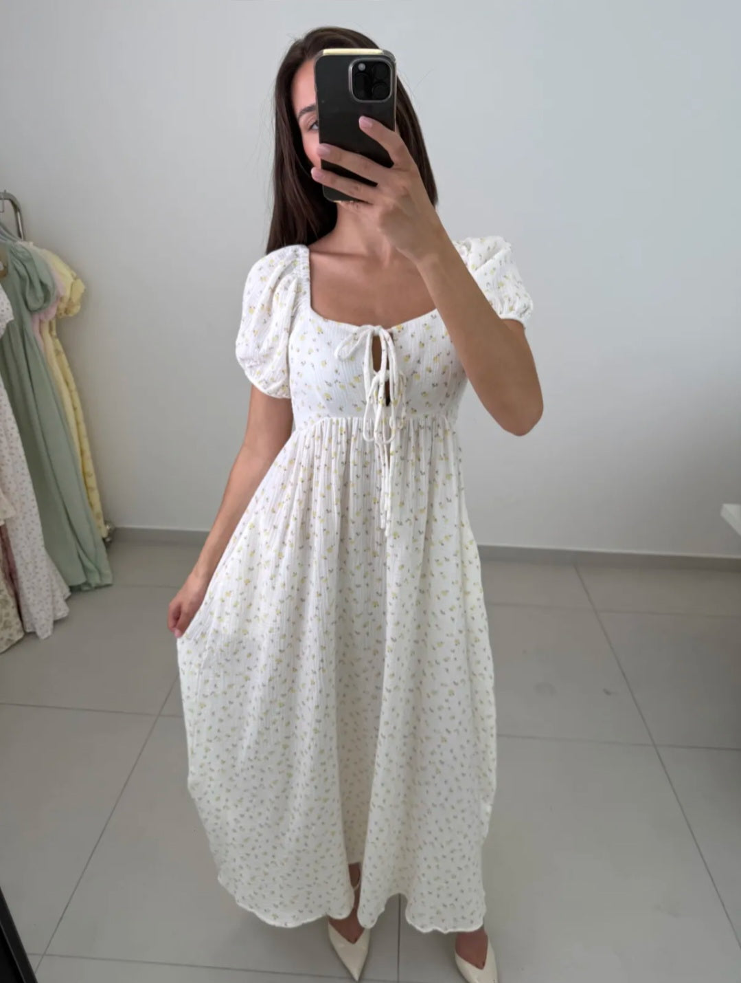 Musselin Maxikleid Blumi Gelb