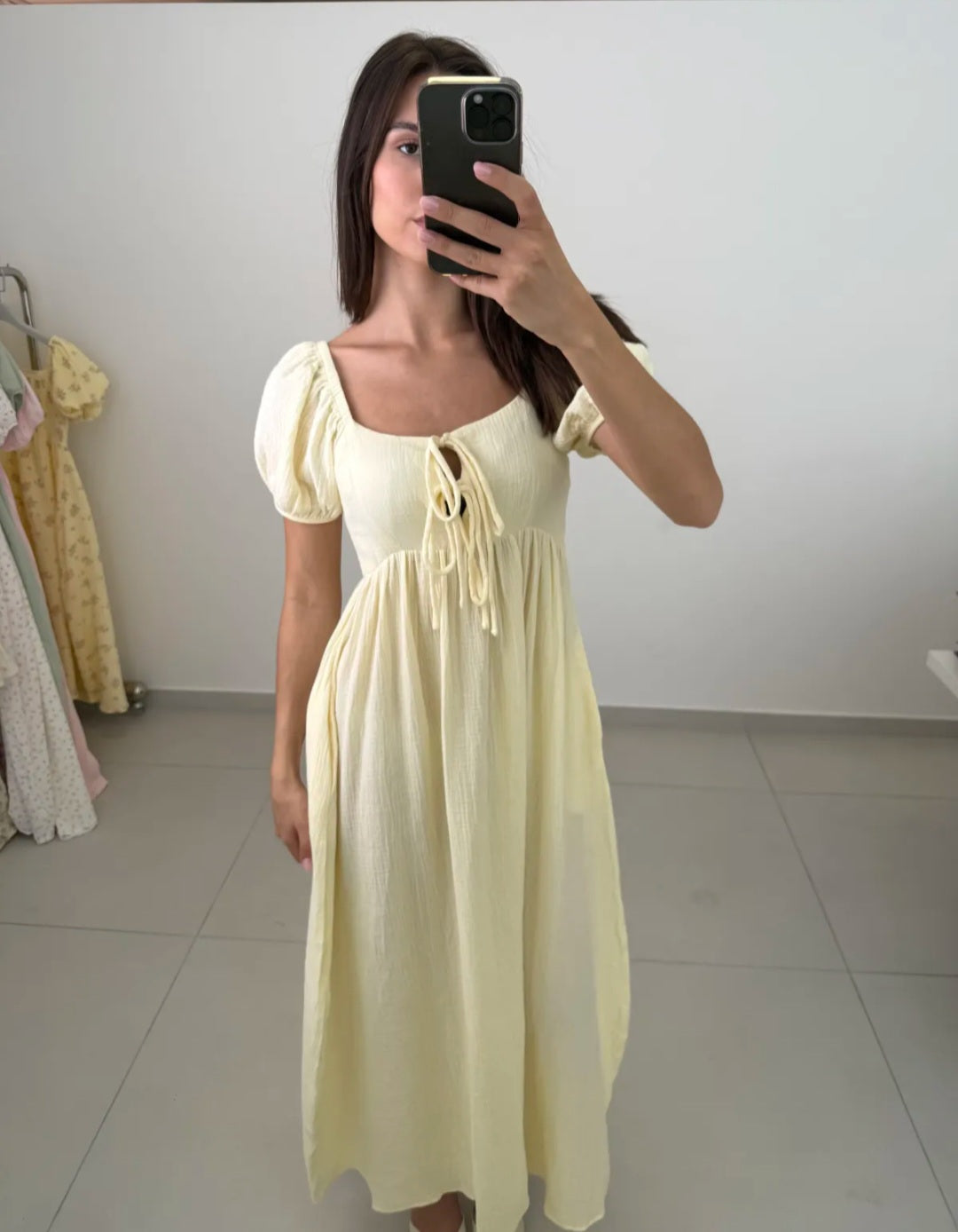 Musselin Maxikleid Felina (gelb)