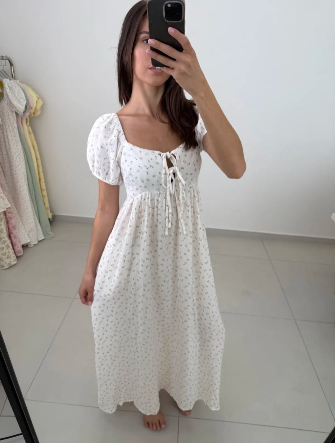 Musselin Maxikleid Blumi Rosa