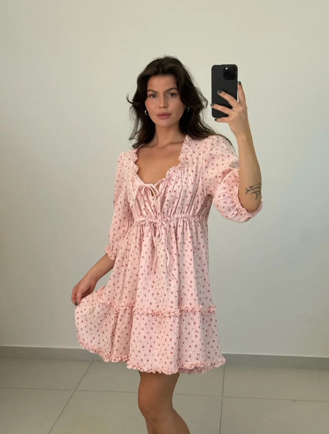 Musselin Kleid Flower Rosa