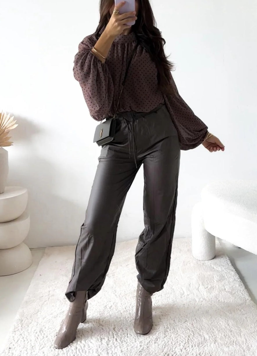 PU Hose Chocolate Jogpant