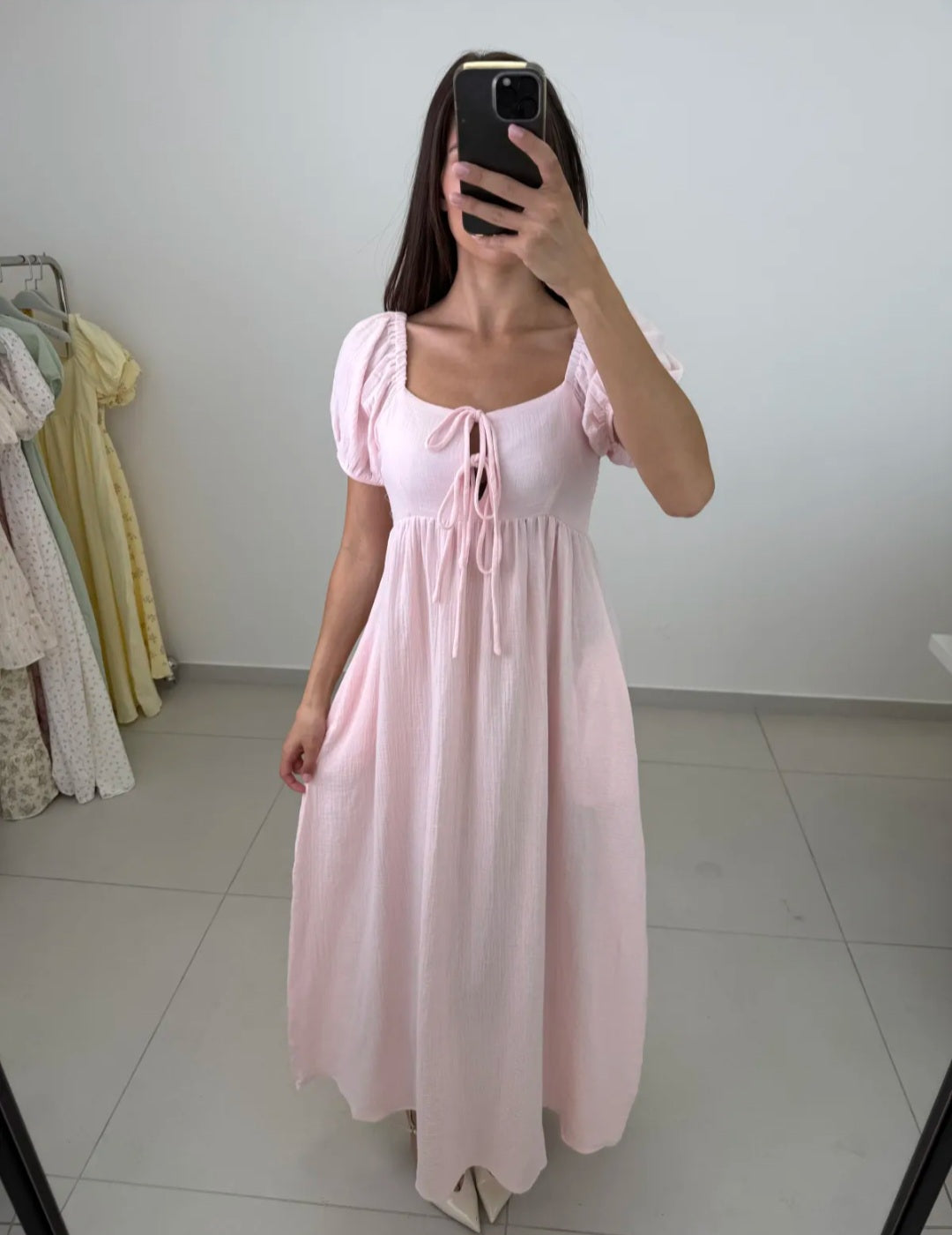 Musselin Maxikleid Felina (rosa)